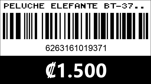 Código de barras de PELUCHE ELEFANTE BT-37...