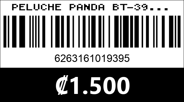 Código de barras de PELUCHE PANDA BT-39...