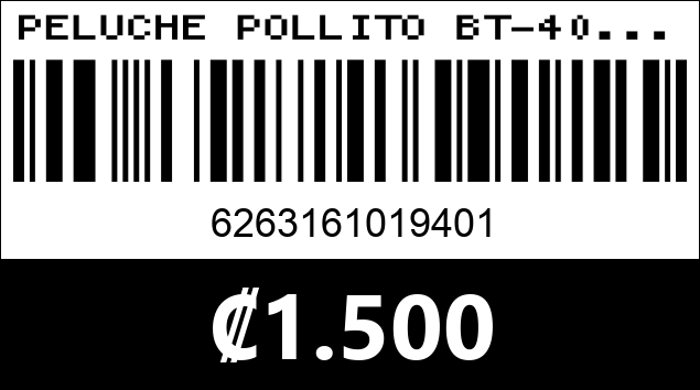 Código de barras de PELUCHE POLLITO BT-40...