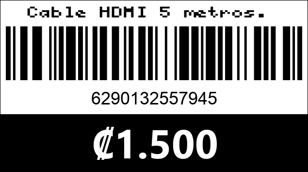 Código de barras de Cable HDMI 5 metros. 