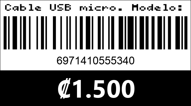 Código de barras de Cable USB micro. Modelo:  EC-066M