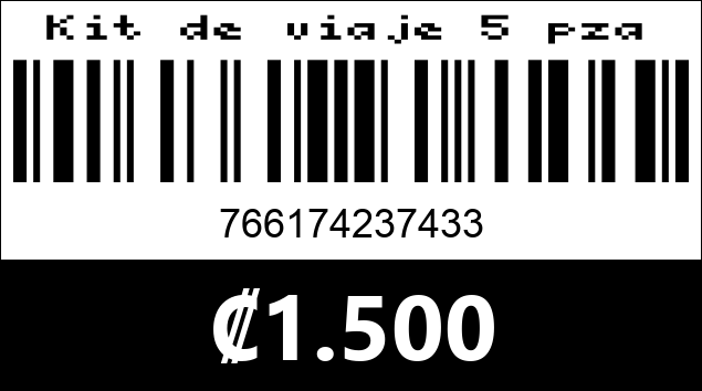 Código de barras de Kit de viaje 5 pza