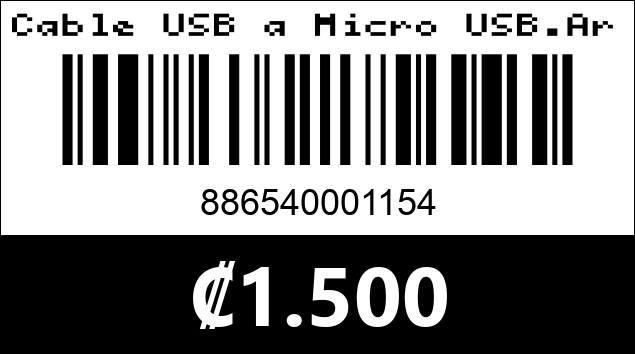 Código de barras de Cable USB a Micro USB.Argom Tech. 5ft
