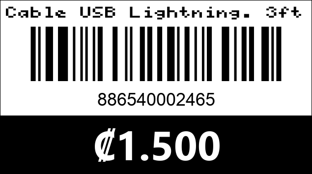 Código de barras de Cable USB Lightning. 3ft. Argom Tech.