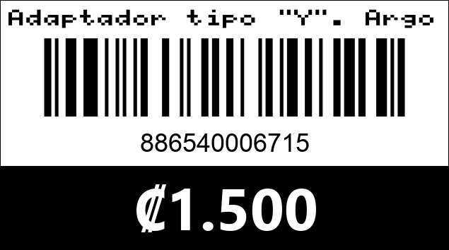 Código de barras de Adaptador tipo "Y". Argom Tech