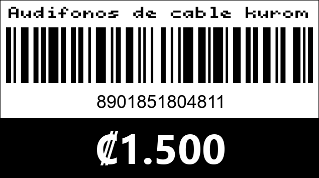 Código de barras de Audifonos de cable kuromi 
