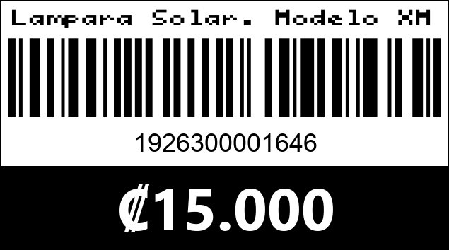 Código de barras de Lampara Solar. Modelo XM-50W.