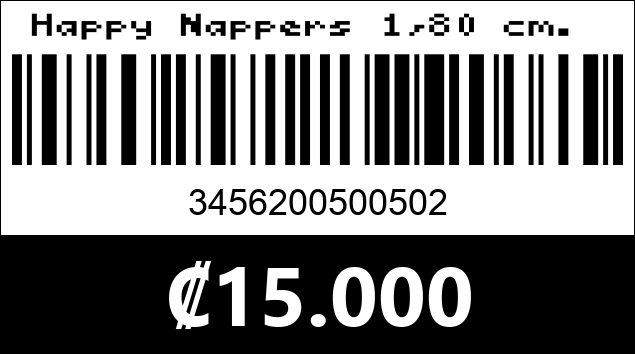Código de barras de Happy Nappers 1,80 cm. 
