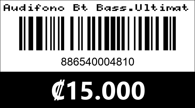 Código de barras de Audifono Bt Bass.Ultimate Sound. Argom Tech. Negro