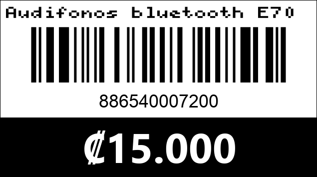 Código de barras de Audifonos bluetooth E70 rosado. Argom Tech