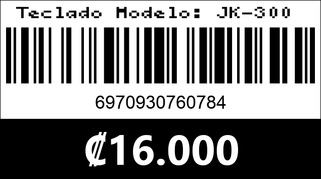 Código de barras de Teclado Modelo: JK-300 