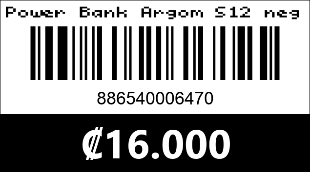 Código de barras de Power Bank Argom S12 negro  12000mAh