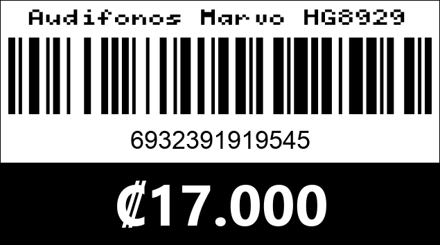 Código de barras de Audifonos Marvo HG8929
