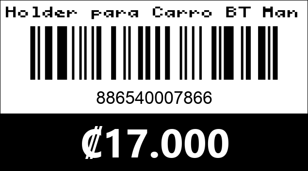 Código de barras de Holder para Carro BT Manos Libres T4. Argom Tech