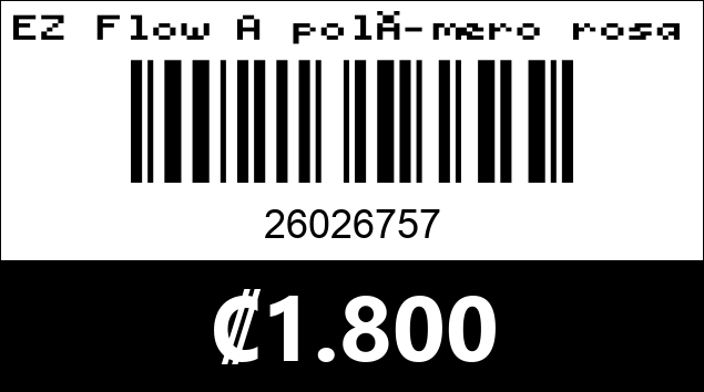 Código de barras de EZ Flow A polímero rosado.