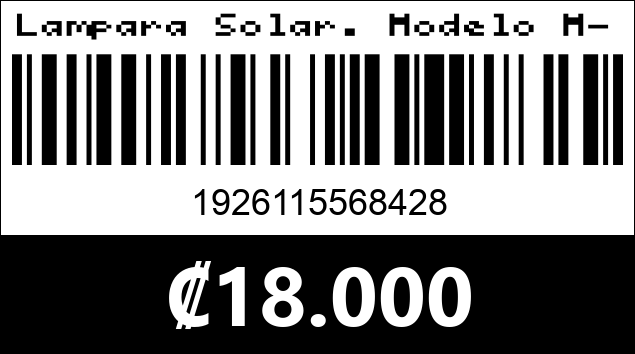 Código de barras de Lampara Solar. Modelo M-D60/N. 