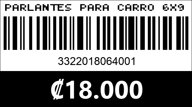 Código de barras de PARLANTES PARA CARRO 6X9" 800W. GTO-6902