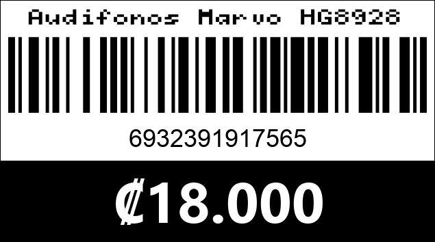 Código de barras de Audifonos Marvo HG8928