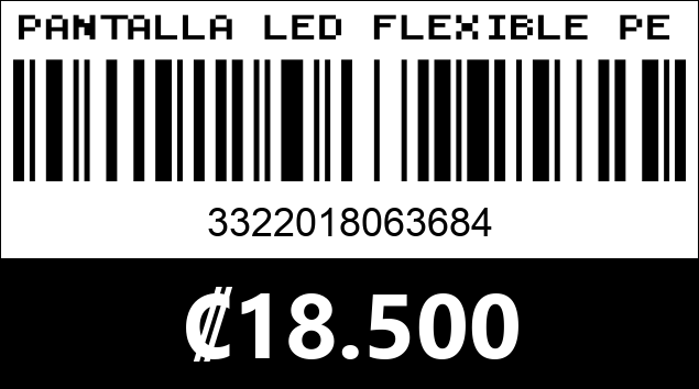 Código de barras de PANTALLA LED FLEXIBLE PERVOI CTC-951T 10CM X 35CM