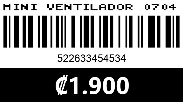 Código de barras de MINI VENTILADOR 0704