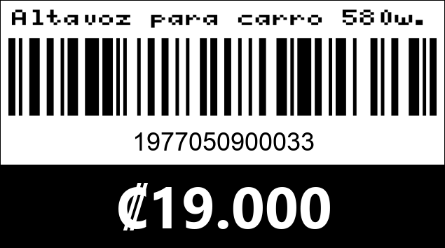 Código de barras de Altavoz para carro 580w. Fony.