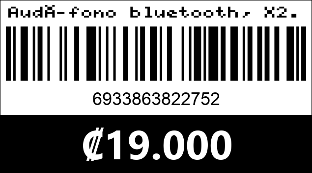 Código de barras de Audífono bluetooth, X2. 2 en 1