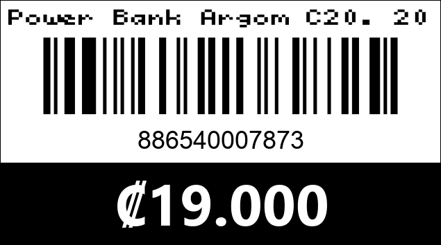 Código de barras de Power Bank Argom C20. 20000 mAh