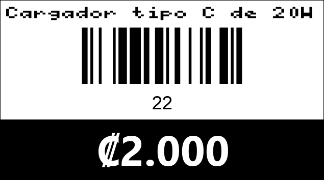 Código de barras de Cargador tipo C de 20W