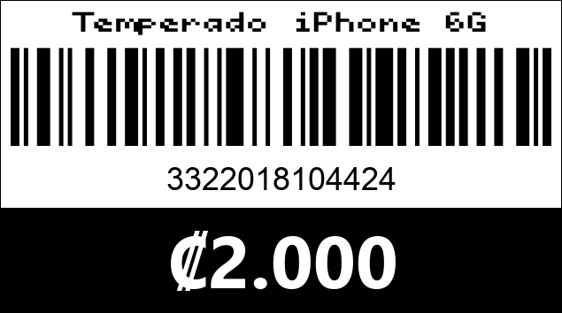 Código de barras de Temperado iPhone 6G