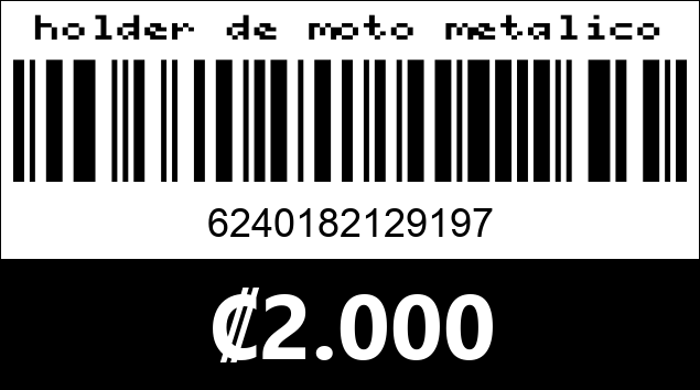 Código de barras de holder de moto metalico
