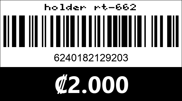 Código de barras de holder rt-662