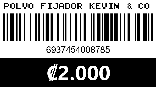 Código de barras de POLVO FIJADOR KEVIN & COCO KC2016