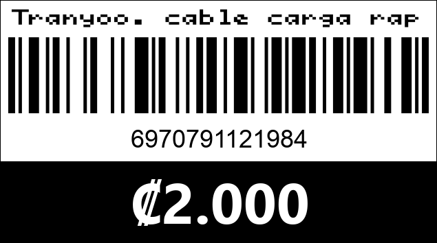 Código de barras de Tranyoo. cable carga rapida tipo micro. 5A