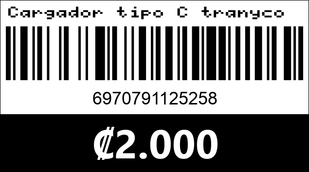 Código de barras de Cargador tipo C tranyco 25w