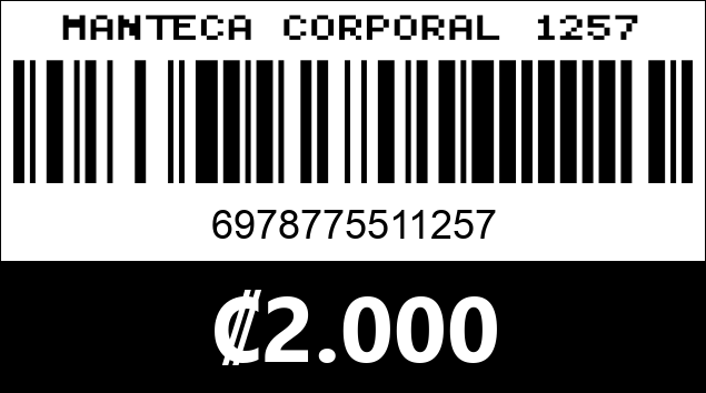 Código de barras de MANTECA CORPORAL 1257