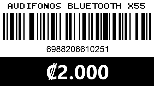 Código de barras de AUDIFONOS BLUETOOTH X55