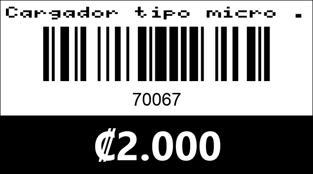 Código de barras de Cargador tipo micro .