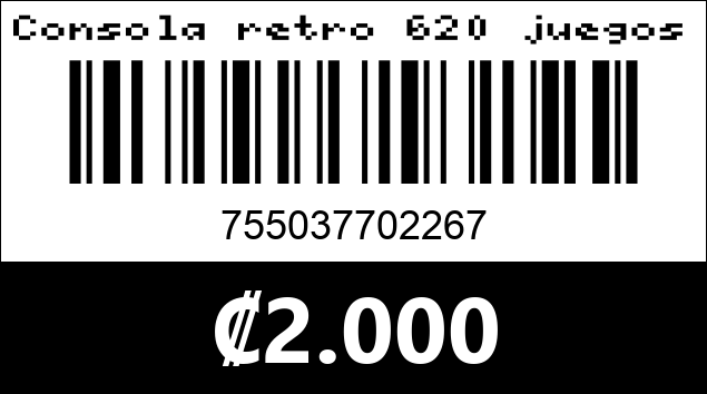 Código de barras de Consola retro 620 juegos. 