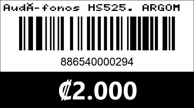 Código de barras de Audífonos HS525. ARGOM TECH. AZUL