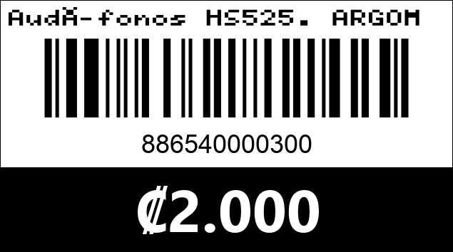 Código de barras de Audífonos HS525. ARGOM TECH. ROJO