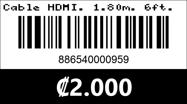 Código de barras de Cable HDMI. 1.80m. 6ft. Argom Tech