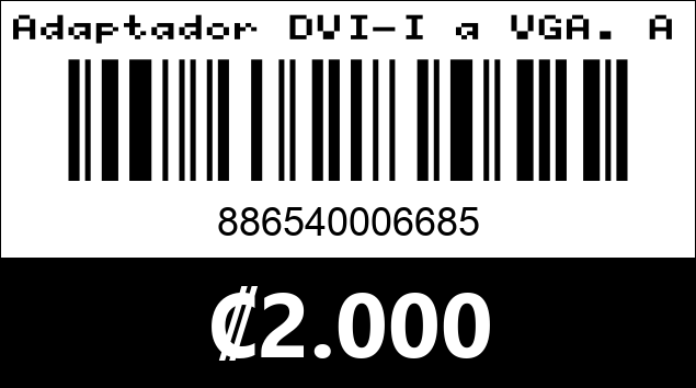 Código de barras de Adaptador DVI-I a VGA. Argom Tech