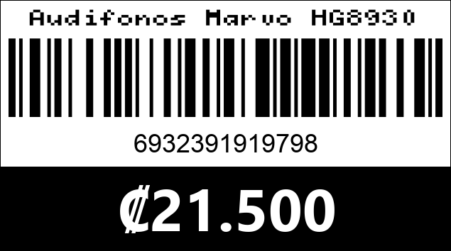 Código de barras de Audifonos Marvo HG8930