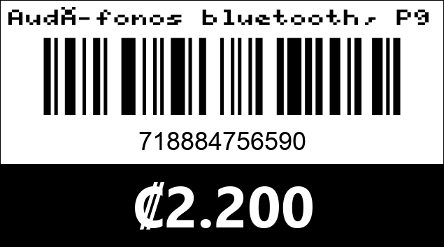 Código de barras de Audífonos bluetooth, P9.
