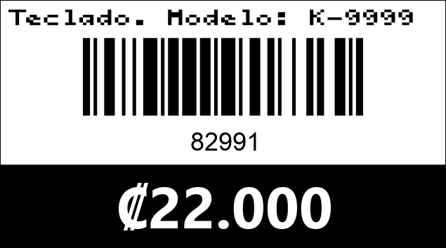 Código de barras de Teclado. Modelo: K-9999 