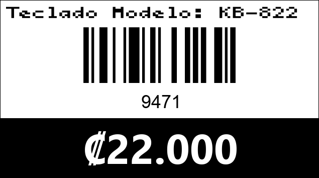Código de barras de Teclado Modelo: KB-822 