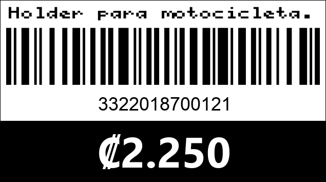Código de barras de Holder para motocicleta. 