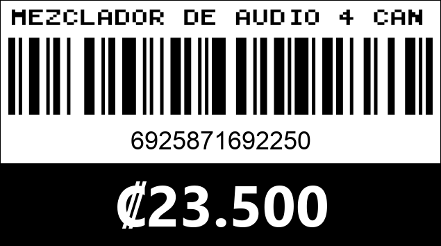 Código de barras de MEZCLADOR DE AUDIO 4 CANALES EWTTO ET-P9225B