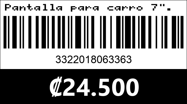 Código de barras de Pantalla para carro 7". Modelo 7018B