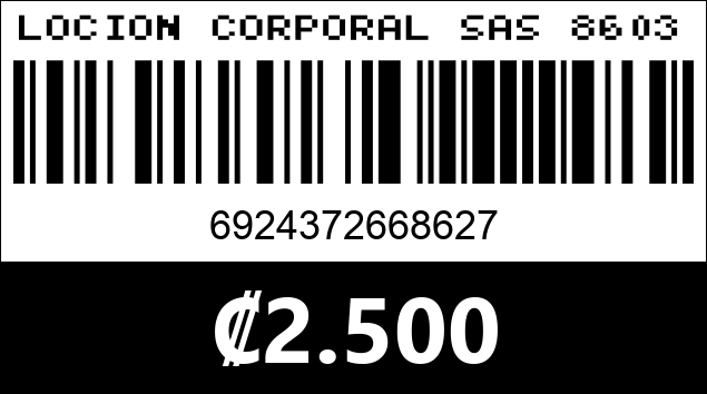 Código de barras de LOCION CORPORAL SAS 8603